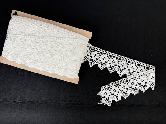 Pizzo in cotone – Bianco | Altezza 7,5 cm