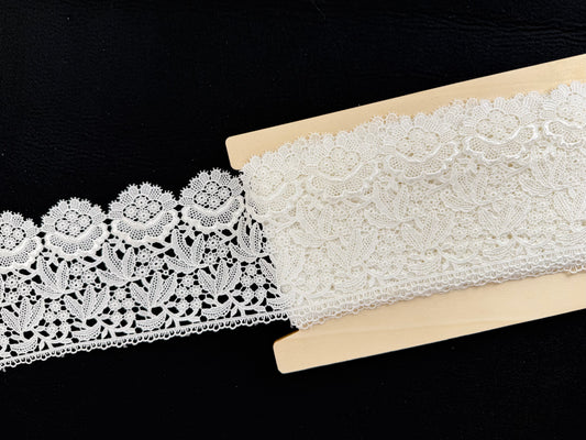 Pizzo in macramè misto cotone - Bianco | Altezza 12,5 cm
