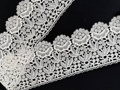 Pizzo in macramè misto cotone - Bianco | Altezza 12,5 cm